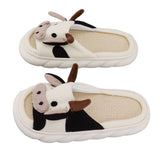Linen Slippers Wear Resistant Comfortable Open Toe Indoor Slippers Sandals for 4 Season Cow Cartoon Pattern 42 43 Size In Australia - Darrahopens