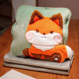 Travel Blanket and Pillow Set Multifunctional Plush Cute Animal Hand Warmer Blanket Pillow for Office Dorm Home Fox In Australia - Darrahopens