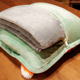 Travel Blanket and Pillow Set Multifunctional Plush Cute Animal Hand Warmer Blanket Pillow for Office Dorm Home Fox