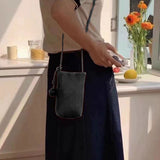Cell Phone Shoulder Bag PU Leather Cute Mini Wallet Over Shoulder Strap Messenger Bag for Women Black