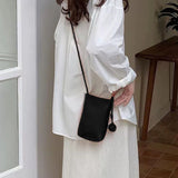 Cell Phone Shoulder Bag PU Leather Cute Mini Wallet Over Shoulder Strap Messenger Bag for Women Black