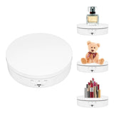 Rotating Display Stand Plastic Glass 360 Degree Electric Motorized Turntable with USB Cable for Photography Products Shows Jewelry Watch Cake White