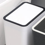 Household Garbage Cans Sealed Large Capacity Odorless With Press Top Plastic Trash Bin For Home Kitchen Living Room Bathroom White