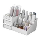 Makeup Organizer for Vanity Large Capacity Cosmetics Storage Box with Drawers for Cosmetics Lipsticks Nail Care Skincare White