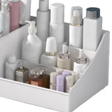 Makeup Organizer for Vanity Large Capacity Cosmetics Storage Box with Drawers for Cosmetics Lipsticks Nail Care Skincare White