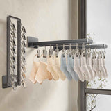 Socks Hanger Wall Mounted Foldable Windproof Zinc Alloy Clip Drying Rack for Underwear Towel 16 Clips (43.3cm/17in) In Australia - Darrahopens
