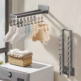 Socks Hanger Wall Mounted Foldable Windproof Zinc Alloy Clip Drying Rack for Underwear Towel 16 Clips (43.3cm/17in) In Australia - Darrahopens