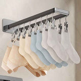 Socks Hanger Wall Mounted Foldable Windproof Zinc Alloy Clip Drying Rack for Underwear Towel 16 Clips (43.3cm/17in) In Australia - Darrahopens
