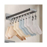 Socks Hanger Wall Mounted Foldable Windproof Zinc Alloy Clip Drying Rack for Underwear Towel 16 Clips (43.3cm/17in) In Australia - Darrahopens
