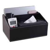 Multifunction Tissue Box Black Multiple Compartments Durable PU Leather Rectangular Tissue Box Cover for House Office In Australia - Darrahopens