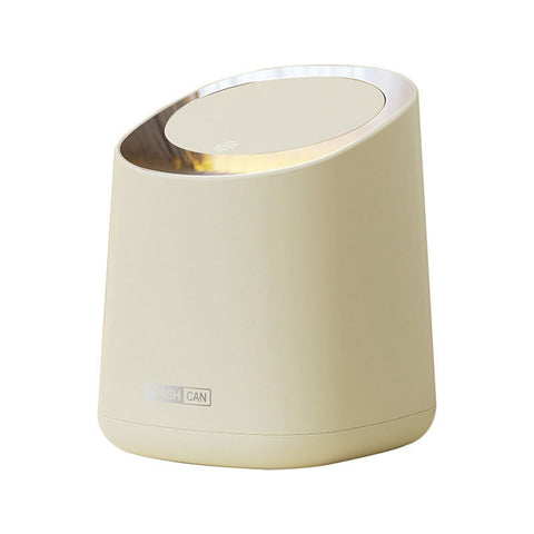 Mini Countertop Garbage Can Small Plastic Countertop Wastebasket Waste Can with Press Type Lid for Bathroom Bedroom Living Room Dressing Table Cream White In Australia - Darrahopens