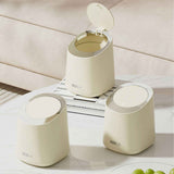 Mini Countertop Garbage Can Small Plastic Countertop Wastebasket Waste Can with Press Type Lid for Bathroom Bedroom Living Room Dressing Table Cream White In Australia - Darrahopens