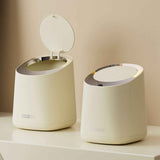Mini Countertop Garbage Can Small Plastic Countertop Wastebasket Waste Can with Press Type Lid for Bathroom Bedroom Living Room Dressing Table Cream White In Australia - Darrahopens