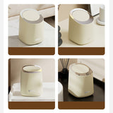 Mini Countertop Garbage Can Small Plastic Countertop Wastebasket Waste Can with Press Type Lid for Bathroom Bedroom Living Room Dressing Table Cream White