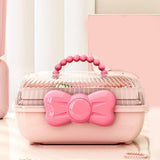 3 Tiers Desktop Storage Box Clear Cover Large Capacity Multi Grids Desk Organization Container for Kids Toys Pink