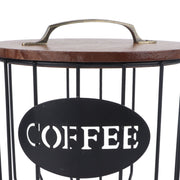 Rustic Coffee Filter Holder with Lid Coffee Filter Storage Container Coffee Pod Holder for Counter Coffee Bar Accessories Decor 0291 C Black