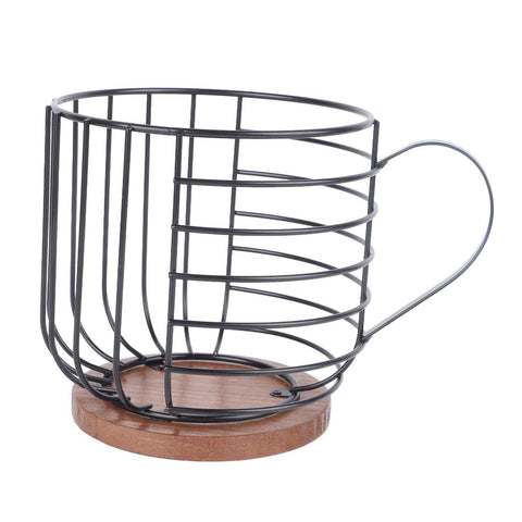 Coffee Capsule Storage Basket Cup Shape Black Iron and Pine Coffee Pod Holder for Coffee Bar Counter In Australia - Darrahopens