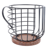 Coffee Capsule Storage Basket Cup Shape Black Iron and Pine Coffee Pod Holder for Coffee Bar Counter