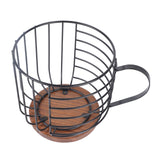 Coffee Capsule Storage Basket Cup Shape Black Iron and Pine Coffee Pod Holder for Coffee Bar Counter