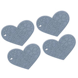 4PCS Silicone Placemats Heart Shaped Non Slip Waterproof Heat Resistant Washable Dinning Table Mat for Pet Feeding Kitchen Sink Grey