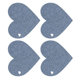 4PCS Silicone Placemats Heart Shaped Non Slip Waterproof Heat Resistant Washable Dinning Table Mat for Pet Feeding Kitchen Sink Grey