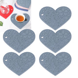 4PCS Silicone Placemats Heart Shaped Non Slip Waterproof Heat Resistant Washable Dinning Table Mat for Pet Feeding Kitchen Sink Grey