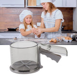 Flour Sifter Sieve PP Transparent Adjustable Fine Mesh One Hand Operation Powder Sifter Sieve for Kitchen Baking Single Layer