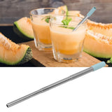 Collapsible Stainless Steel Drinking Straw Reusable Metal Straw with Cleaning Brush for Travel Work Blue