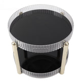 Double Layer Rotating Makeup Organizer Multifunctional Rotating Cosmetic Shelf for Home Translucent White