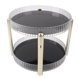 Double Layer Rotating Makeup Organizer Multifunctional Rotating Cosmetic Shelf for Home Translucent White