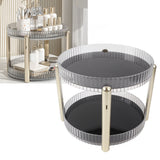 Double Layer Rotating Makeup Organizer Multifunctional Rotating Cosmetic Shelf for Home Translucent White