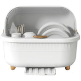 Dish Drying Box Multifunctional Space Saving Dish Drainer with Lid Cover for Kitchen Accessories White M In Australia - Darrahopens