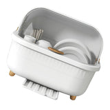 Dish Drying Box Multifunctional Space Saving Dish Drainer with Lid Cover for Kitchen Accessories White M In Australia - Darrahopens