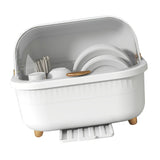 Dish Drying Box Multifunctional Space Saving Dish Drainer with Lid Cover for Kitchen Accessories White M