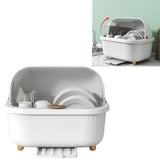 Dish Drying Box Multifunctional Space Saving Dish Drainer with Lid Cover for Kitchen Accessories White M