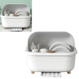 Dish Drying Box Multifunctional Space Saving Dish Drainer with Lid Cover for Kitchen Accessories White M In Australia - Darrahopens