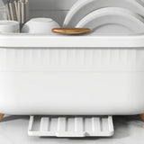 Dish Drying Box Multifunctional Space Saving Dish Drainer with Lid Cover for Kitchen Accessories White M