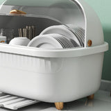 Dish Drying Box Multifunctional Space Saving Dish Drainer with Lid Cover for Kitchen Accessories White M