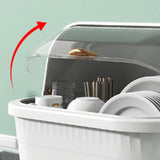 Dish Drying Box Multifunctional Space Saving Dish Drainer with Lid Cover for Kitchen Accessories White L