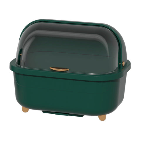 Dish Drying Box Multifunctional Space Saving Dish Drainer with Lid Cover for Kitchen Accessories Green M
