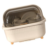 Dish Drying Box Multifunctional Space Saving Dish Drainer with Lid Cover for Kitchen Accessories Apricot M