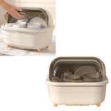 Dish Drying Box Multifunctional Space Saving Dish Drainer with Lid Cover for Kitchen Accessories Apricot M