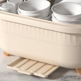 Dish Drying Box Multifunctional Space Saving Dish Drainer with Lid Cover for Kitchen Accessories Apricot M
