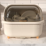 Dish Drying Box Multifunctional Space Saving Dish Drainer with Lid Cover for Kitchen Accessories Apricot M