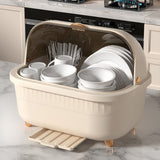 Dish Drying Box Multifunctional Space Saving Dish Drainer with Lid Cover for Kitchen Accessories Apricot M