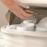 Dish Drying Box Multifunctional Space Saving Dish Drainer with Lid Cover for Kitchen Accessories Apricot L