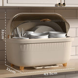 Dish Drying Box Multifunctional Space Saving Dish Drainer with Lid Cover for Kitchen Accessories Apricot L