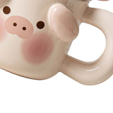 Cartoon Coffee Mug with Spoon Lid Cute Lovely Animal Shape Milk Cup Mug for Office School Pig Type