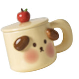 Cartoon Coffee Mug with Spoon Lid Cute Lovely Animal Shape Milk Cup Mug for Office School Bear Type
