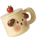 Cartoon Coffee Mug with Spoon Lid Cute Lovely Animal Shape Milk Cup Mug for Office School Bear Type